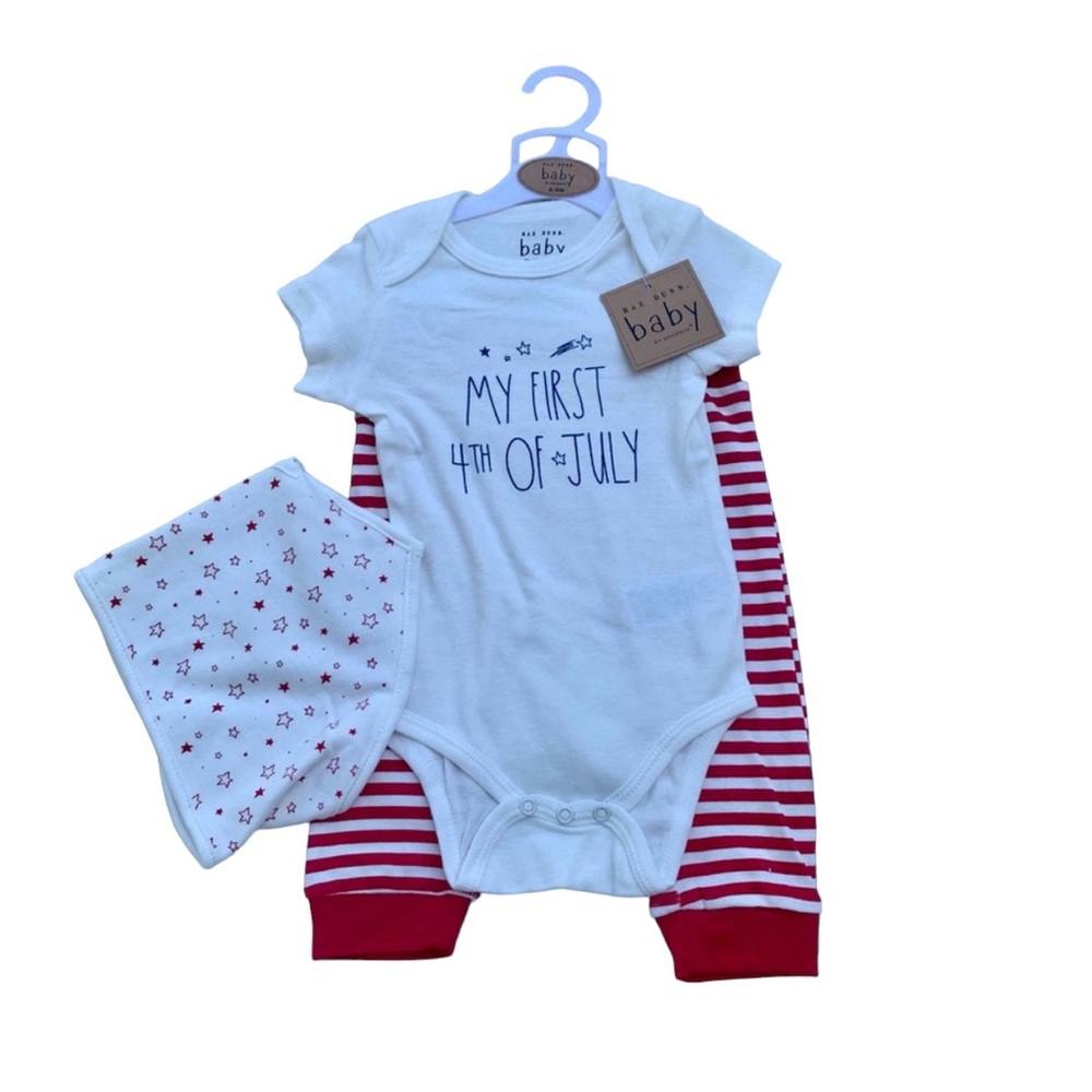 Rae Dunn Baby 3 Piece 4th of July Set 6-9 Months